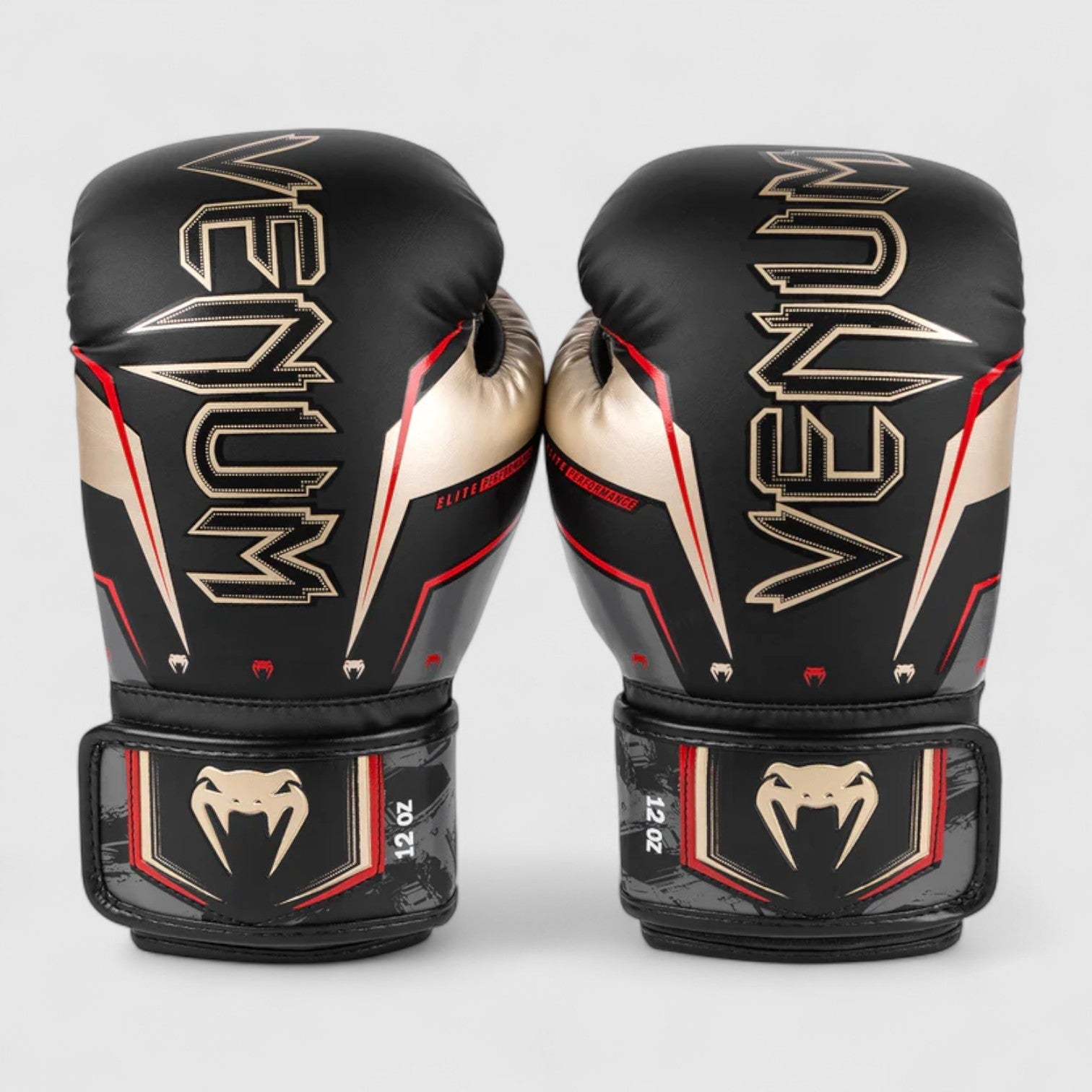 VENUM Elite EVO Boksehansker PRO Sort/Gull/Rød - CombatStore.no