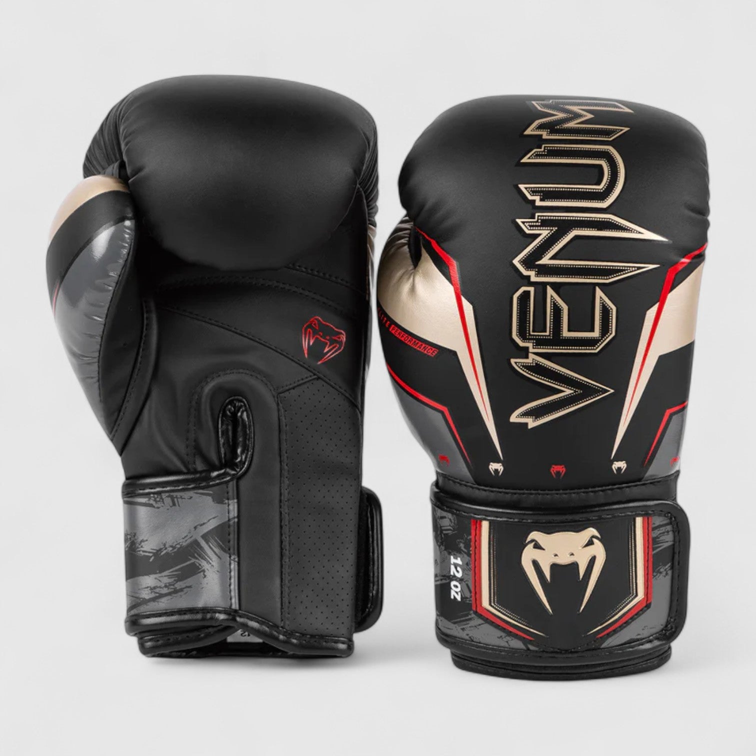 VENUM Elite EVO Boksehansker PRO Sort/Gull/Rød - CombatStore.no